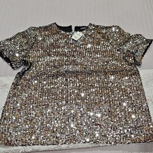 Express Metallic Sequin Top